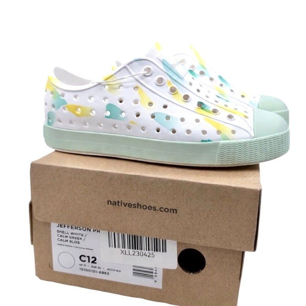 Native Jefferson Kids Slip-On Water Shoes Calm Green Calm Blob C12 Lightweight